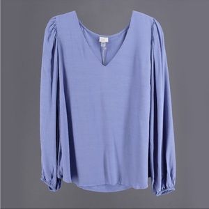 Cornflower Blue Blouson Sleeve Peasant Blouse XXL